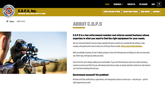 COPS Inc. new web developed about page