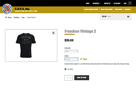 COPS Inc. new e-commerce web store product page example