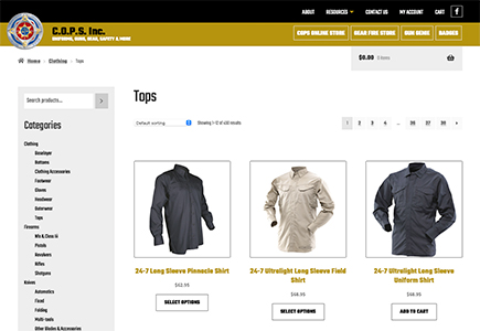 COPS Inc. new e-commerce web store page