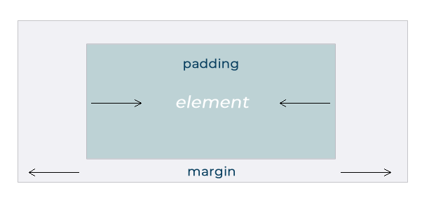 A visual showing the different between margin and padding.