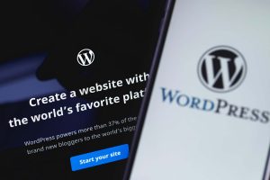 wordpress logo on computer screen