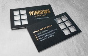 Luxury business card design with copper foil stamp for distillery