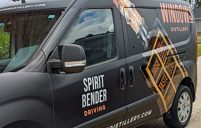 Custom truck wrap with branded graphics for a local service business