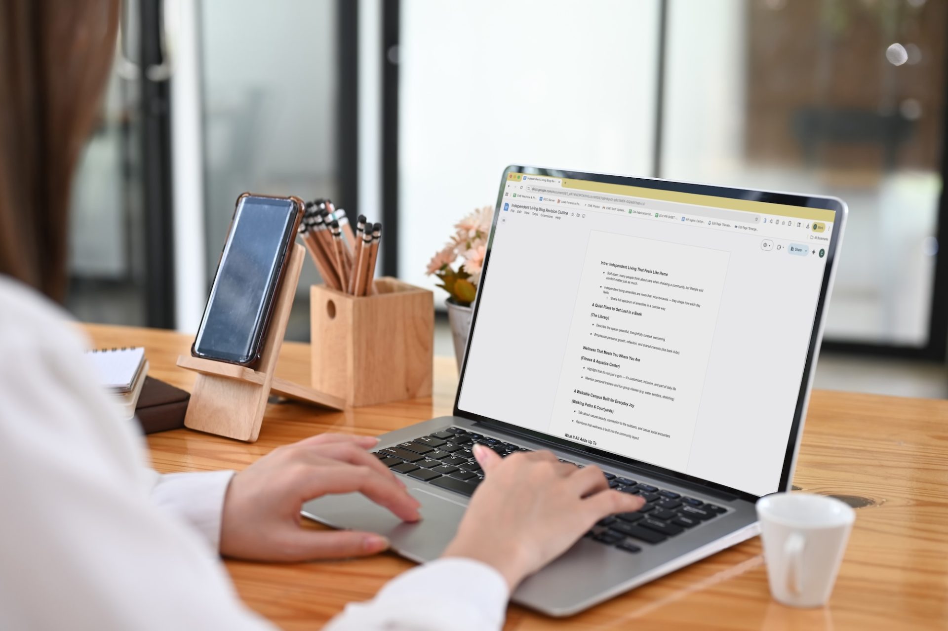 Professional content creator writing SEO website content